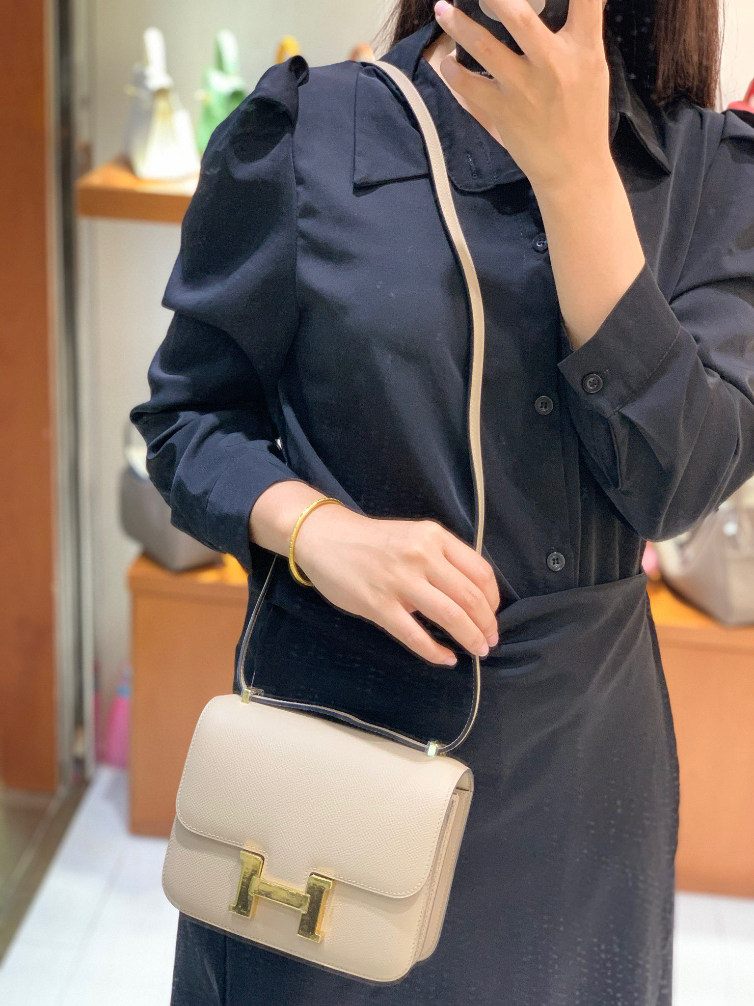 Hermes Constance 19CM 空姐包  Epsom 斑鸠灰 金扣 全手工定制