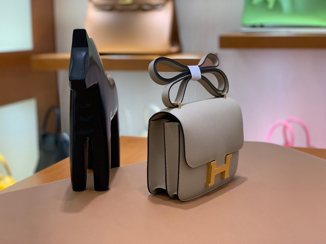 Hermes Constance 19CM 空姐包  Epsom 斑鸠灰 金扣 全手工定制