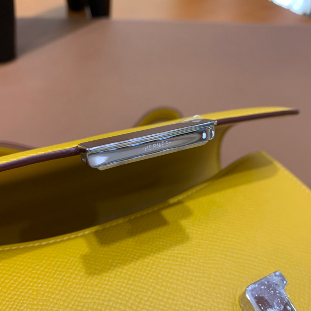Hermes Constance 19CM 空姐包  Epsom 9D琥珀黄 金扣 全手工定制