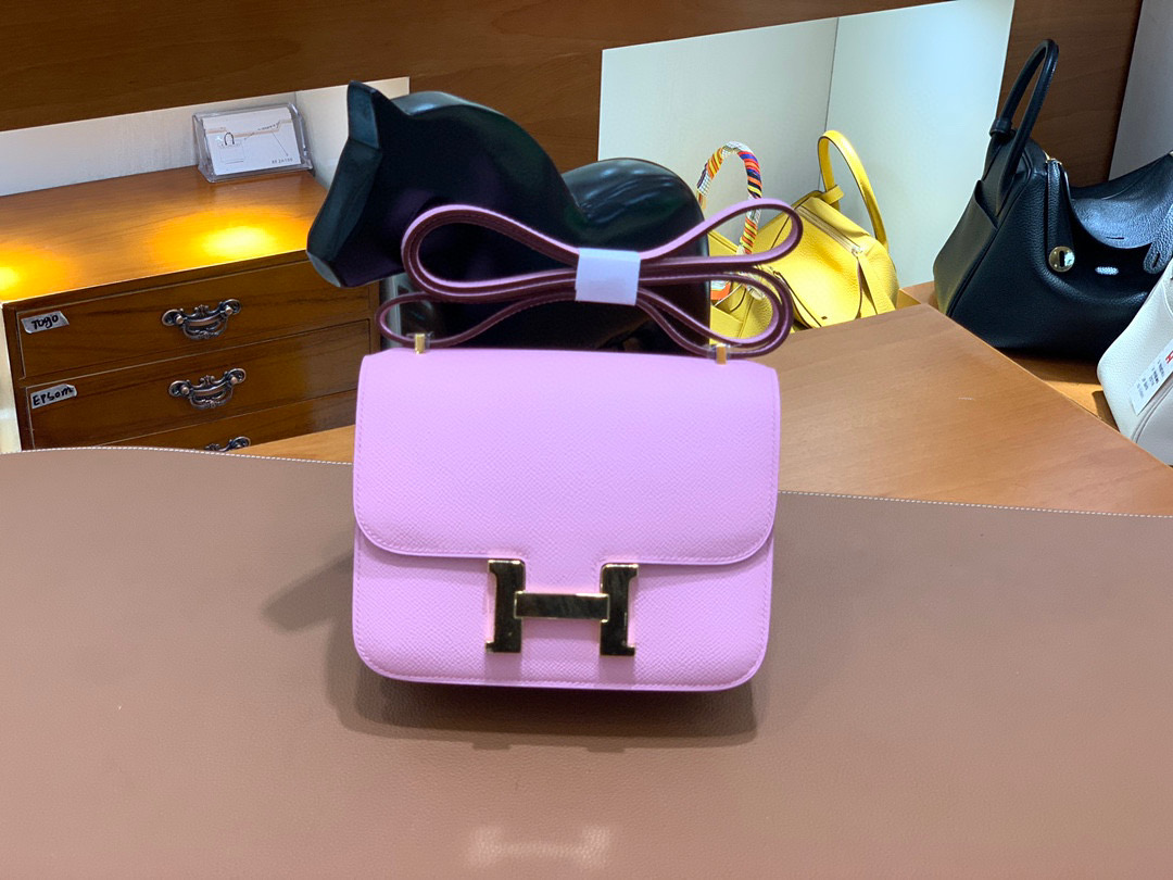 Hermes Constance 19CM 空姐包 Epsom  X9锦葵紫 金扣 全手工定制