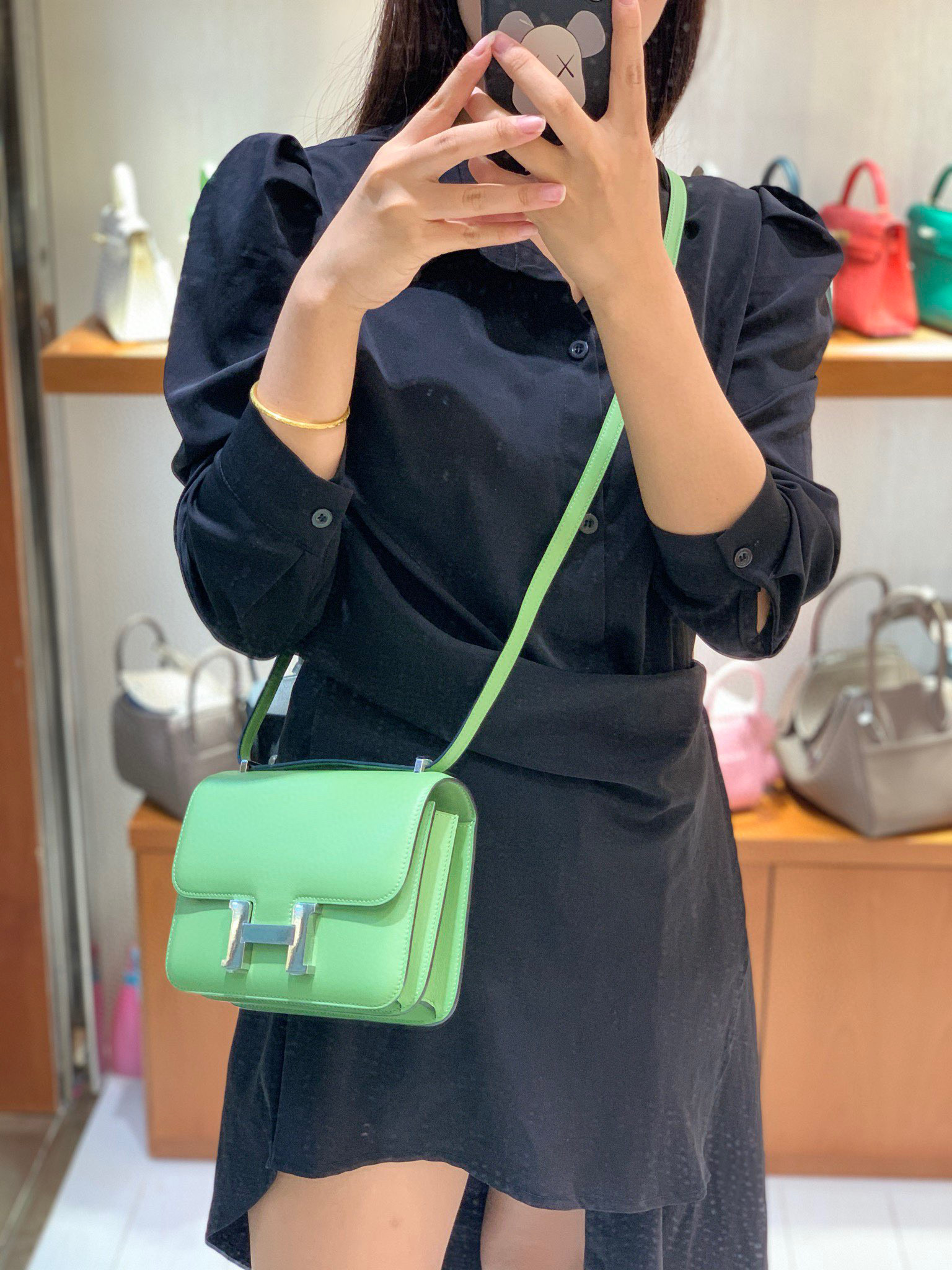 Hermes Constance 19CM 空姐包  Swift 牛油果绿 金扣 全手工定制