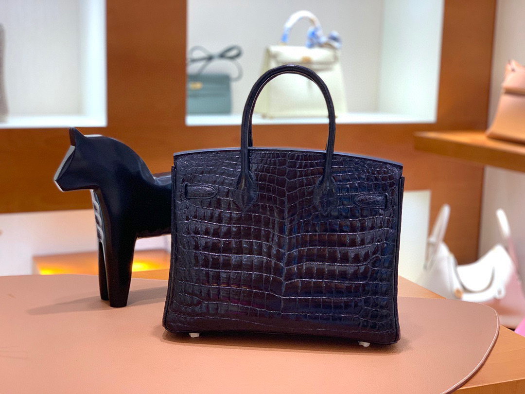 Hermes Birkin 铂金包 30CM 黑色 金扣 亮面 尼罗鳄 全手工