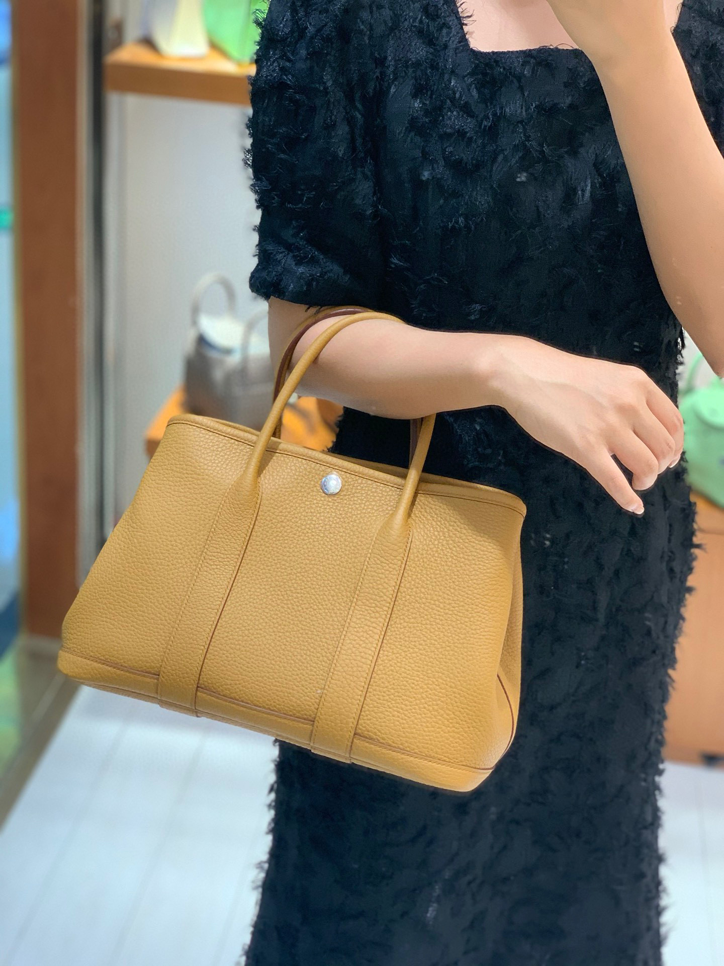 Hermes Garden Party 花园包 30CM TC皮  威玛犬米 银扣