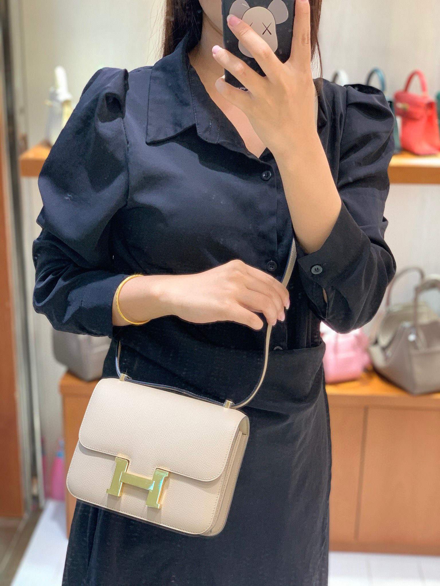 Hermes Constance 19CM 空姐包  Epsom 斑鸠灰 金扣 全手工定制