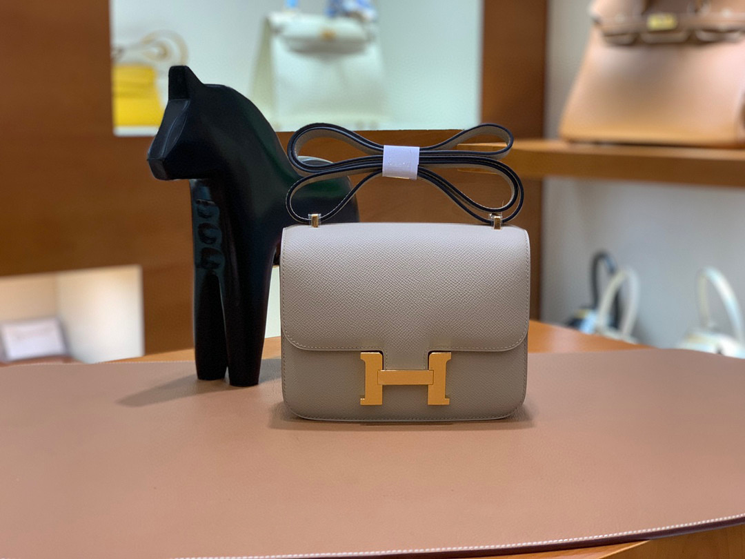 Hermes Constance 19CM 空姐包  Epsom 斑鸠灰 金扣 全手工定制