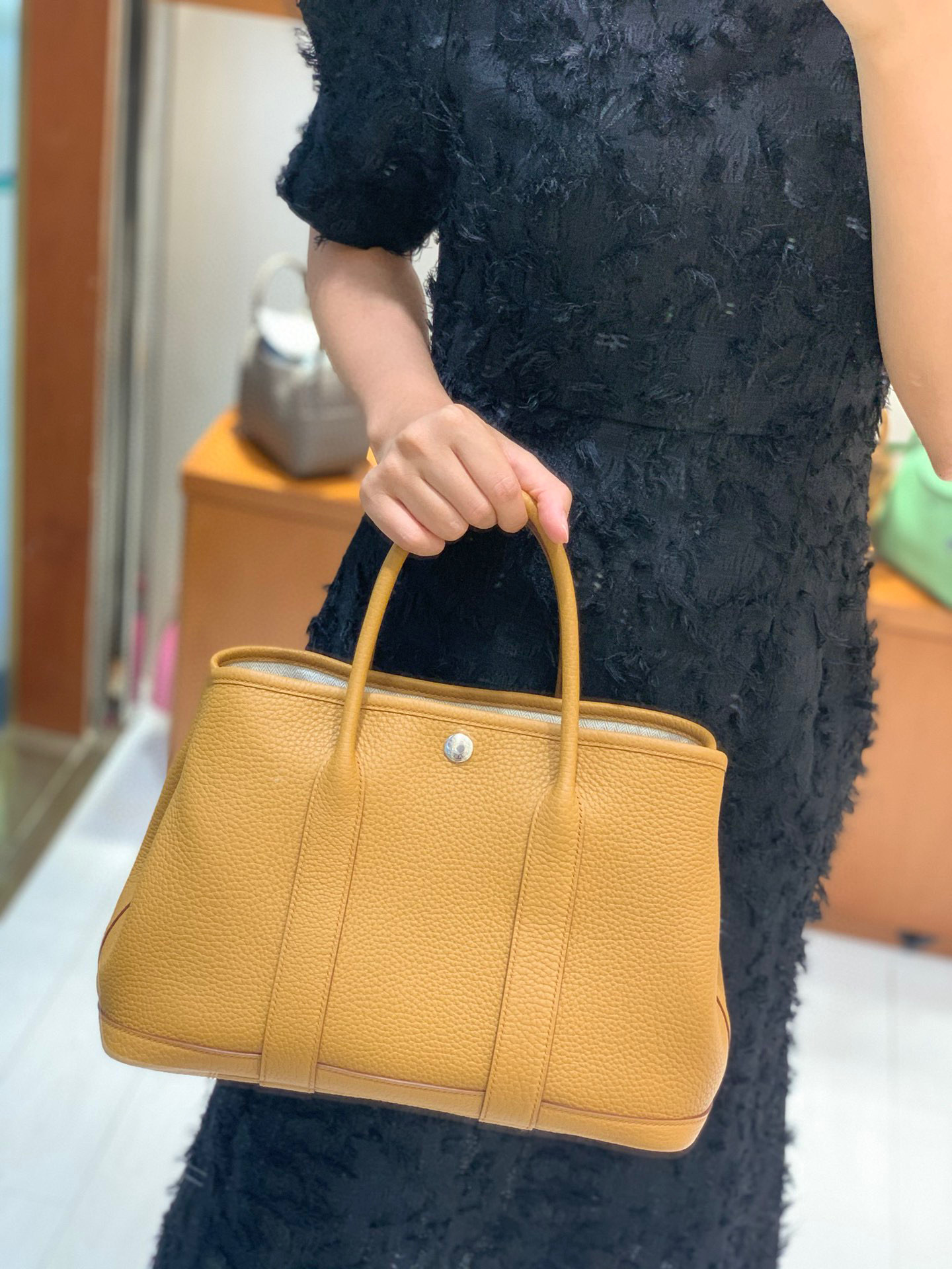 Hermes Garden Party 花园包 30CM TC皮  威玛犬米 银扣