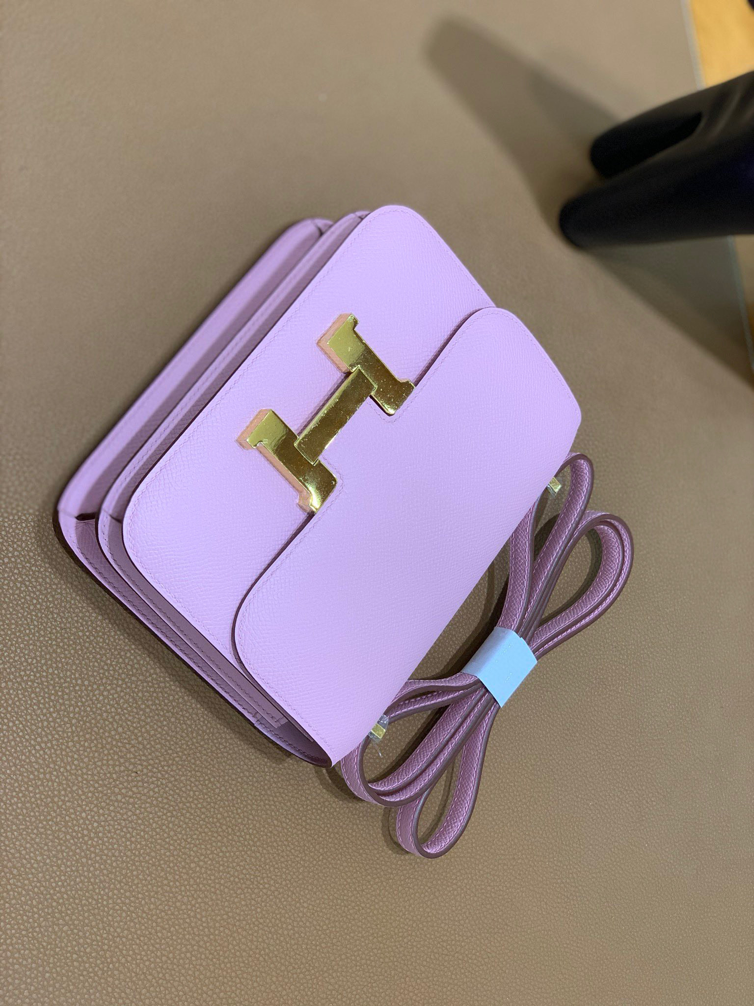 Hermes Constance 19CM 空姐包 Epsom  X9锦葵紫 金扣 全手工定制