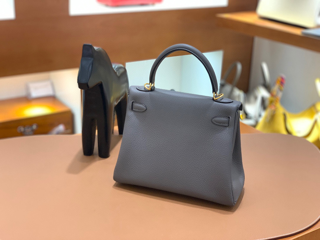 Hermes Kelly 凯莉包 25CM 锡器灰 Togo皮 金扣 全手工