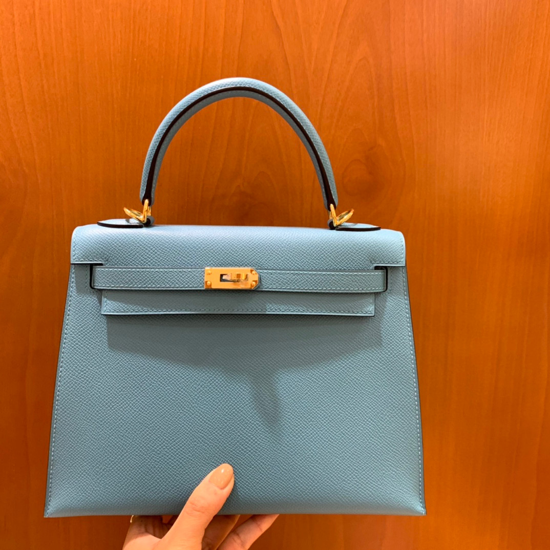 Hermes 爱马仕 Kelly 凯莉包 25CM Togo皮  北方蓝 金扣 全手工