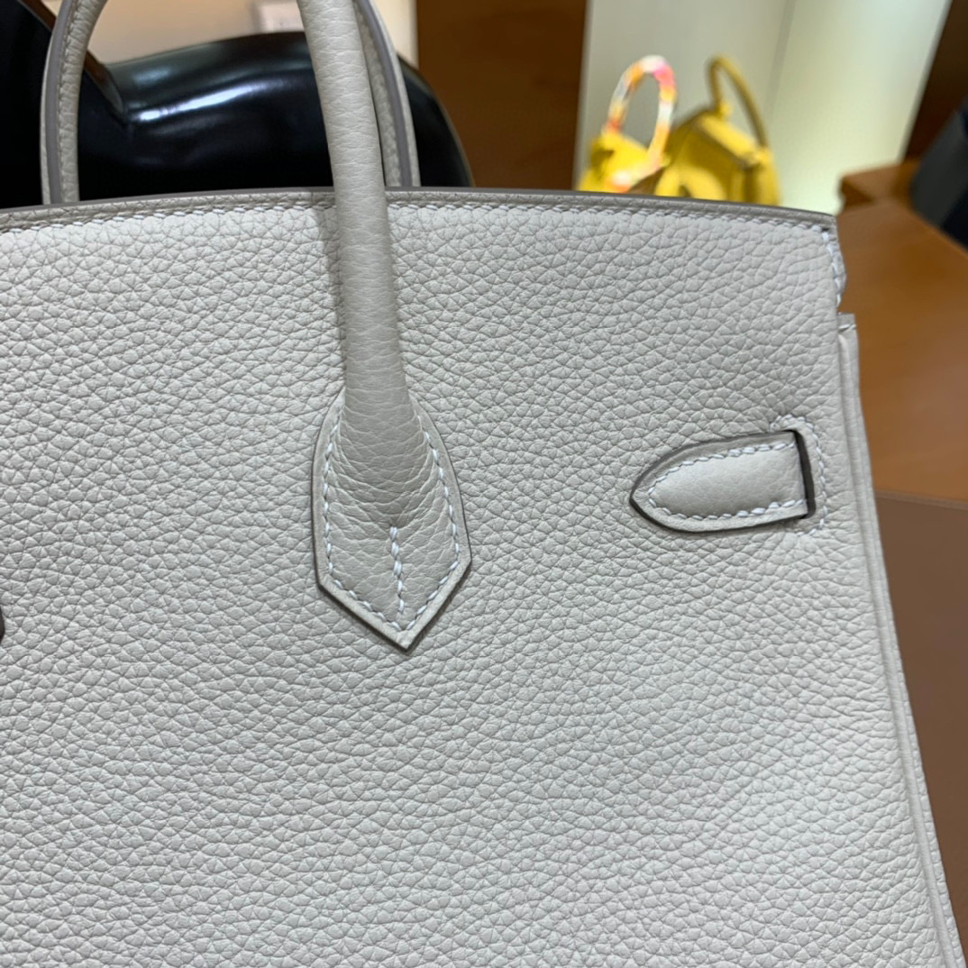 爱马仕 Hermes 铂金包 Birkin 25CM Togo皮 全手工 奶昔白 金扣