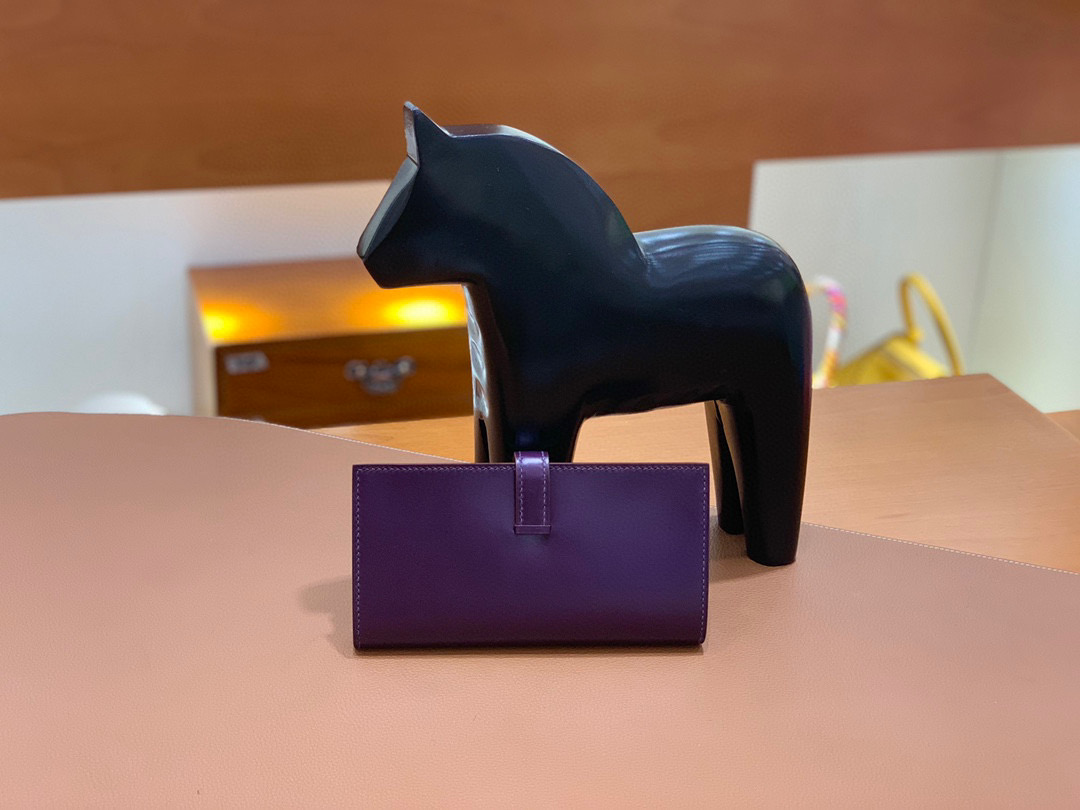 爱马仕 Hermes Bearn 西装夹 钱包 BOX皮  加多仑紫  银扣