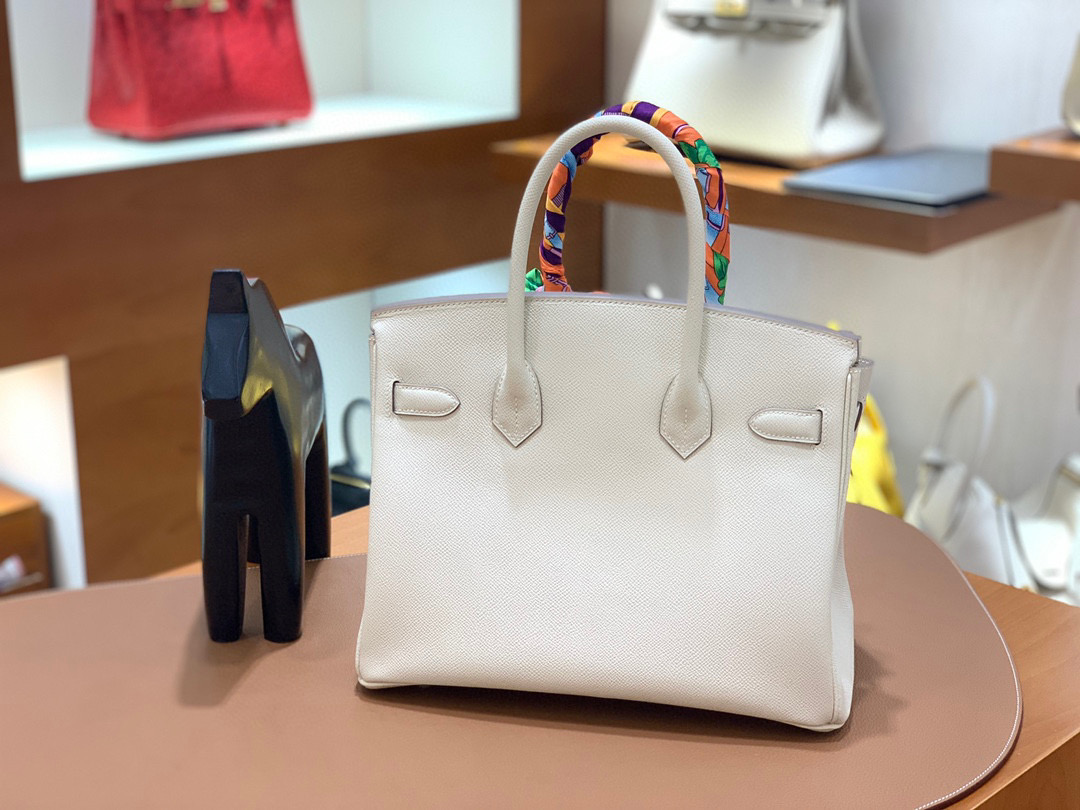 爱马仕 Hermes 铂金包 Birkin 30CM 全手工  奶昔白 金扣