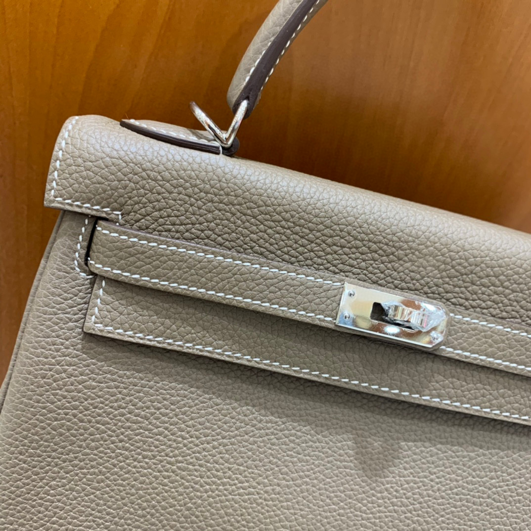 Hermes 爱马仕 Kelly 凯莉包 25CM Togo皮  大象灰 银扣 全手工