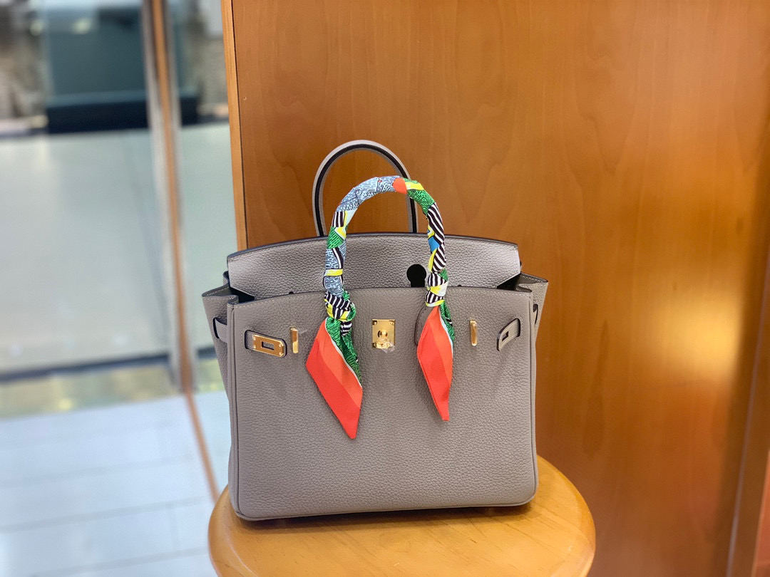 爱马仕 Hermes 铂金包 Birkin 25CM 全手工  沥青灰 金扣