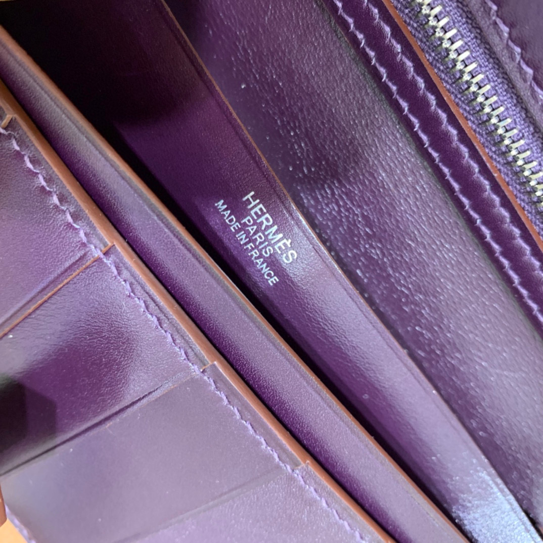 爱马仕 Hermes Bearn 西装夹 钱包 BOX皮  加多仑紫  银扣