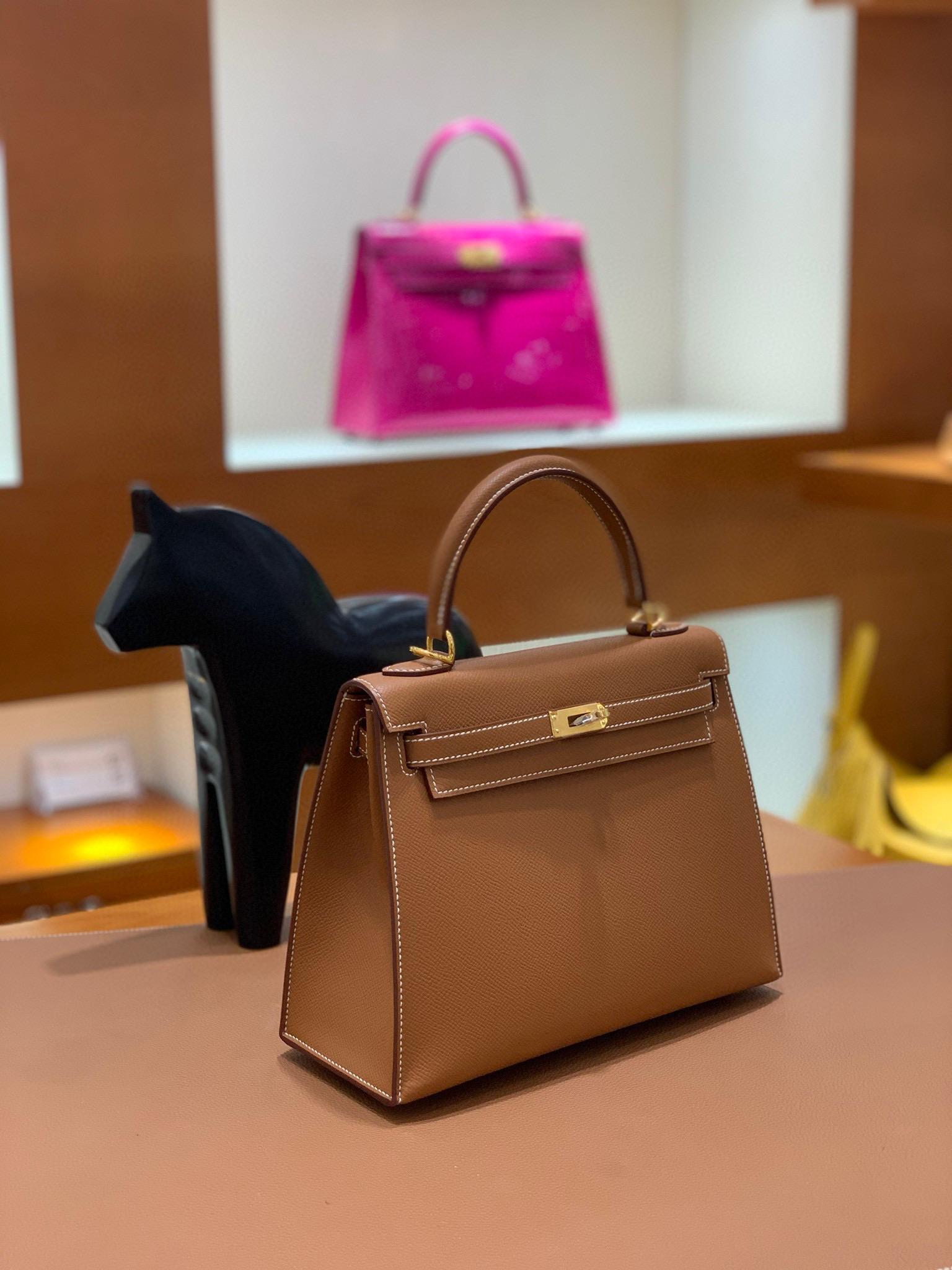 Hermes 爱马仕 Kelly 凯莉包 25CM Epsom皮  金棕色 金扣 全手工