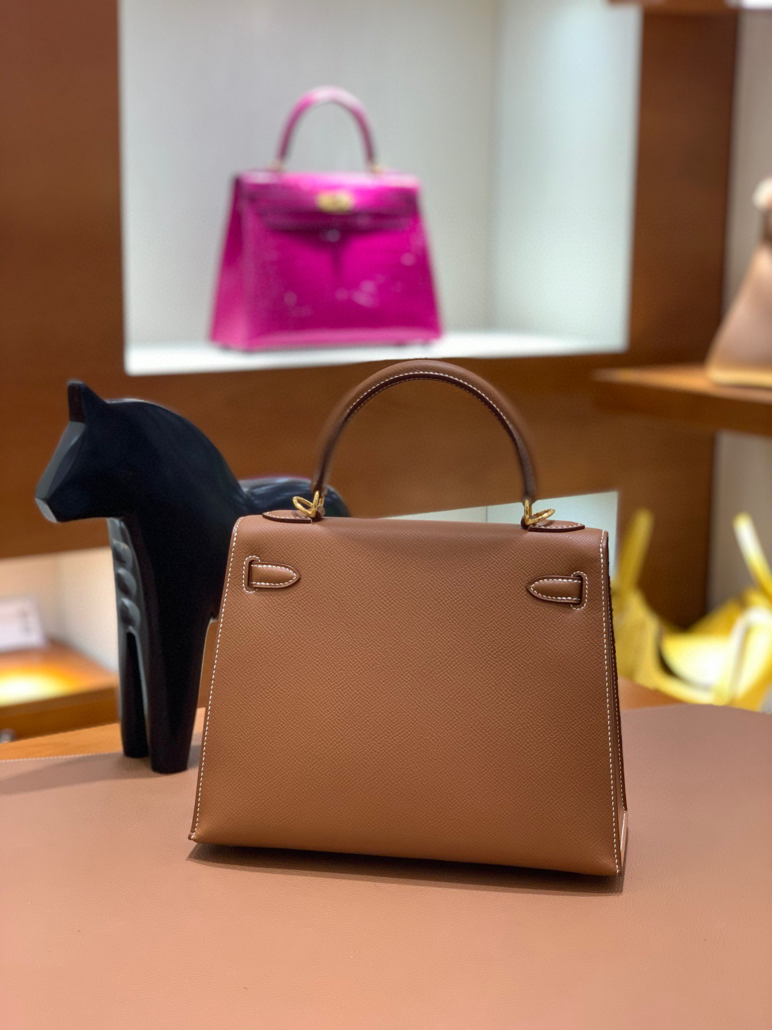 Hermes 爱马仕 Kelly 凯莉包 25CM Epsom皮  金棕色 金扣 全手工