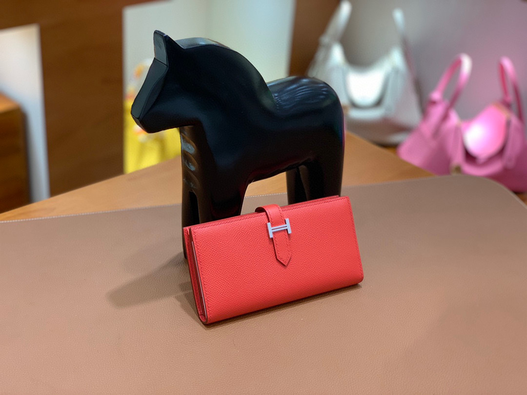 爱马仕 Hermes Bearn 西装夹 钱包 Epsom皮 斋尔普粉 银扣