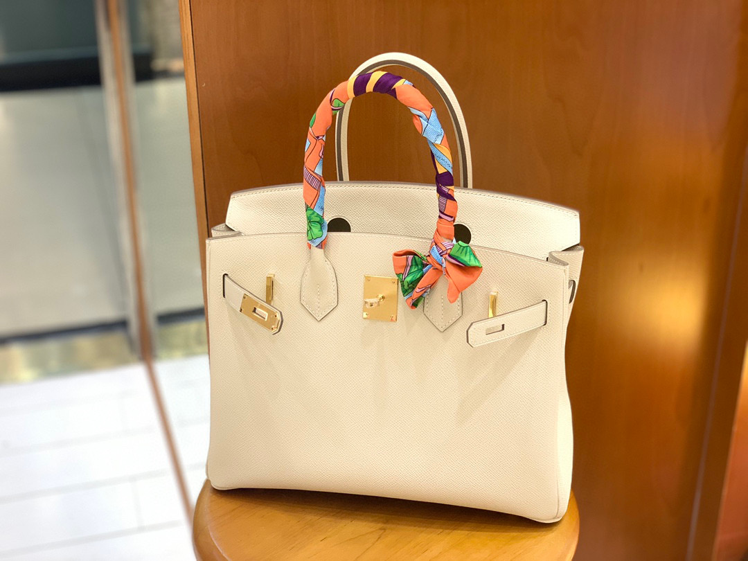 爱马仕 Hermes 铂金包 Birkin 30CM 全手工  奶昔白 金扣