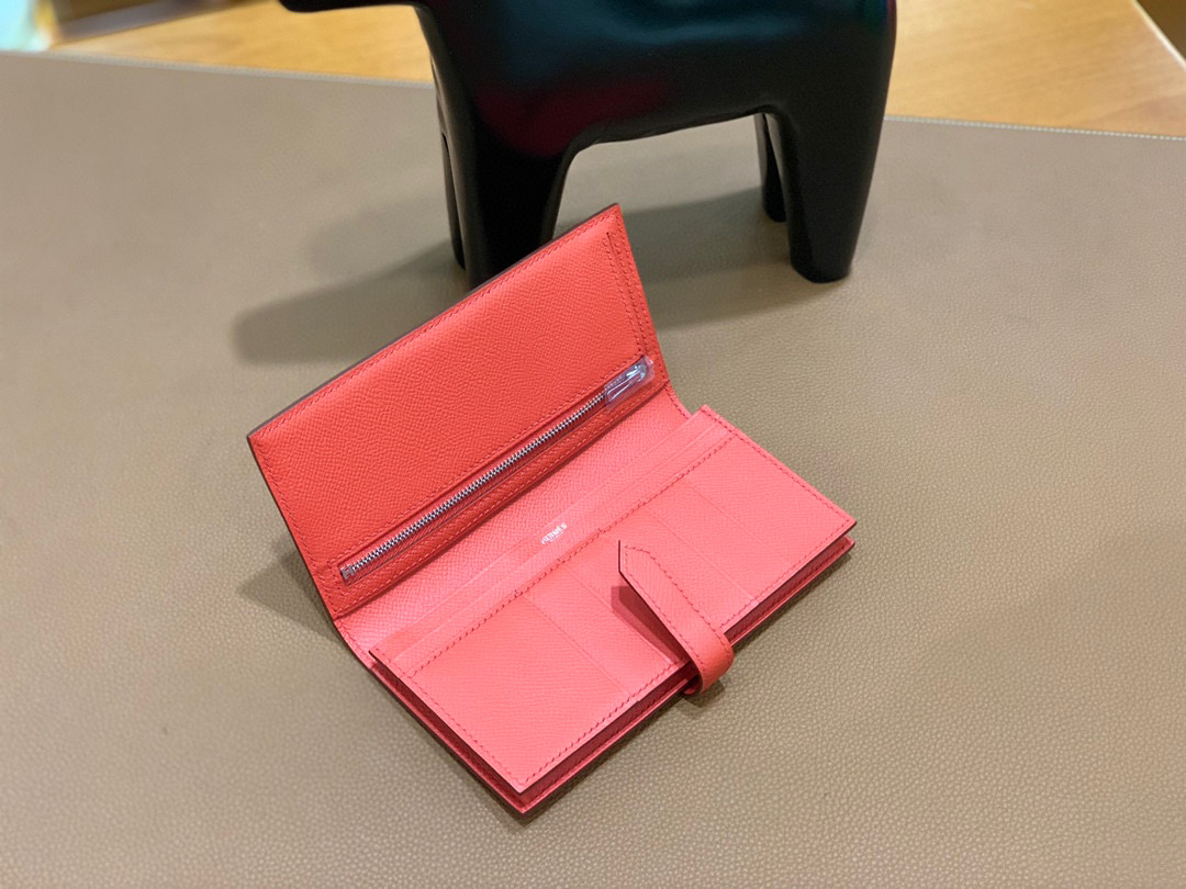 爱马仕 Hermes Bearn 西装夹 钱包 Epsom皮 斋尔普粉 银扣