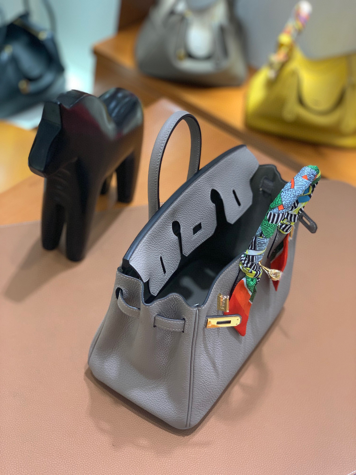 爱马仕 Hermes 铂金包 Birkin 25CM 全手工  沥青灰 金扣