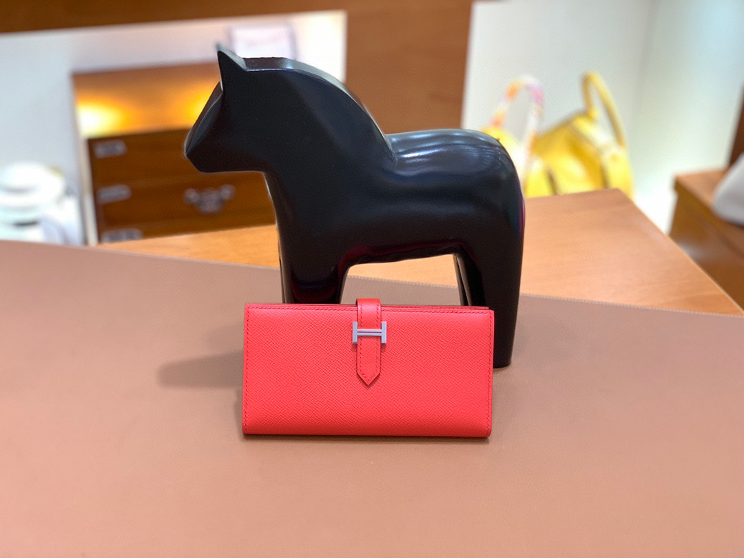 爱马仕 Hermes Bearn 西装夹 钱包 Epsom皮 斋尔普粉 银扣