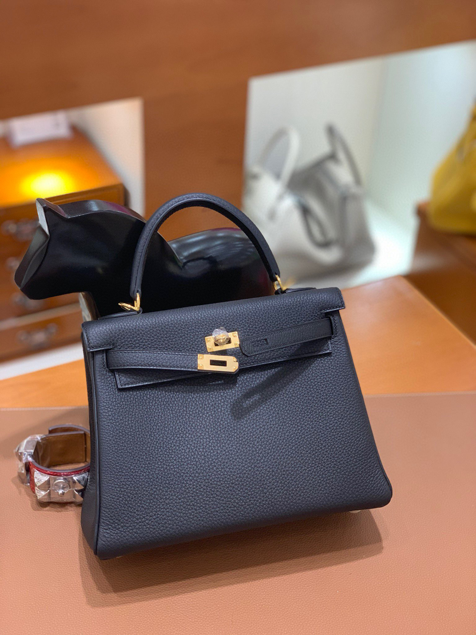 Hermes 爱马仕 Kelly 凯莉包 25CM Togo皮  黑色 金扣 全手工