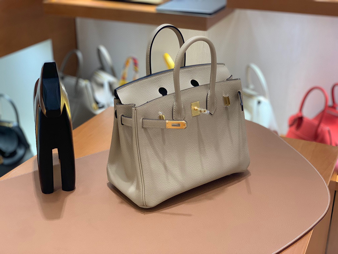 爱马仕 Hermes 铂金包 Birkin 25CM Togo皮 全手工 风衣灰 金扣
