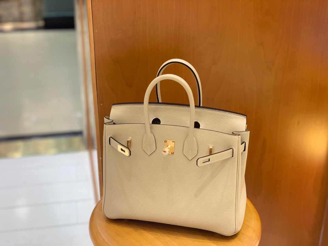 爱马仕 Hermes 铂金包 Birkin 25CM Togo皮 全手工 风衣灰 金扣