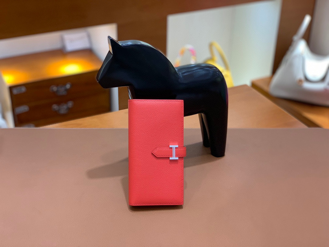 爱马仕 Hermes Bearn 西装夹 钱包 Epsom皮 斋尔普粉 银扣