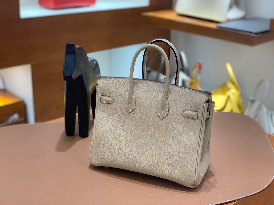 爱马仕 Hermes 铂金包 Birkin 25CM Togo皮 全手工 风衣灰 金扣