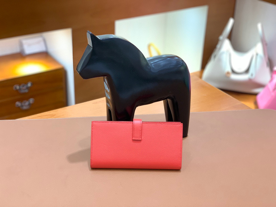 爱马仕 Hermes Bearn 西装夹 钱包 Epsom皮 斋尔普粉 银扣