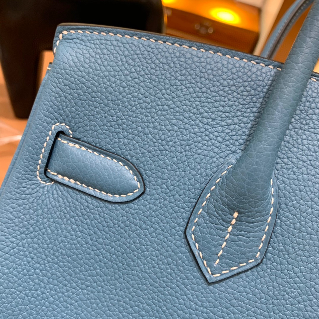 爱马仕 Hermes 铂金包 Birkin 30CM 全手工 牛仔蓝 金扣