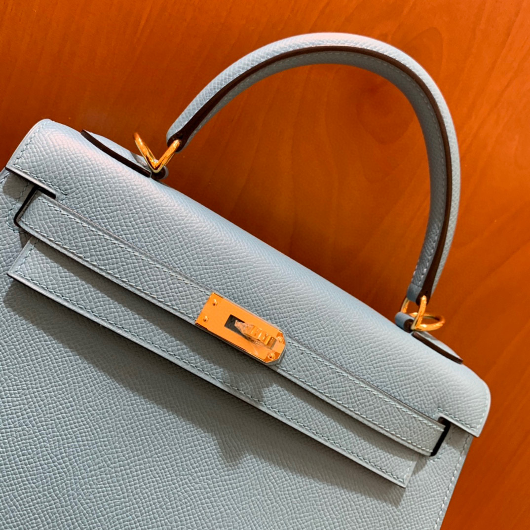Hermes 爱马仕 Kelly 凯莉包 25CM Togo皮  北方蓝 金扣 全手工