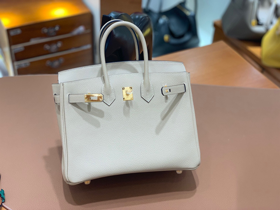 爱马仕 Hermes 铂金包 Birkin 25CM Togo皮 全手工 风衣灰 金扣