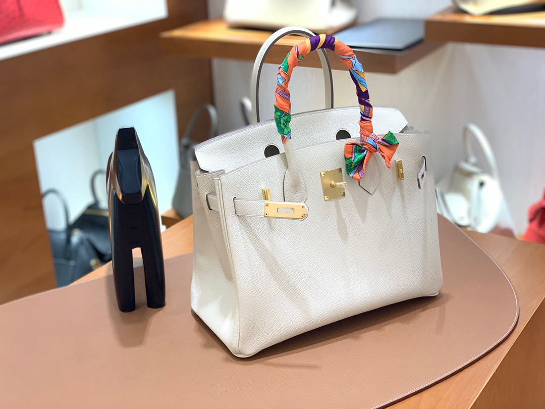 爱马仕 Hermes 铂金包 Birkin 30CM 全手工  奶昔白 金扣