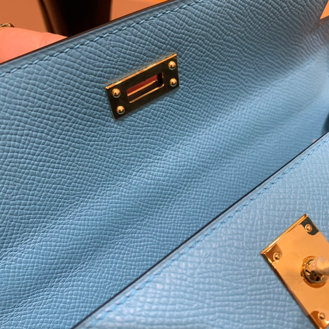 Hermes 爱马仕 Kelly 凯莉包 25CM Togo皮  北方蓝 金扣 全手工