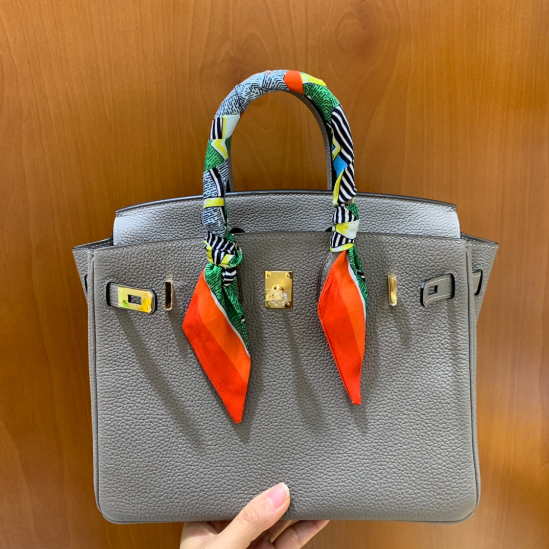 爱马仕 Hermes 铂金包 Birkin 25CM 全手工  沥青灰 金扣