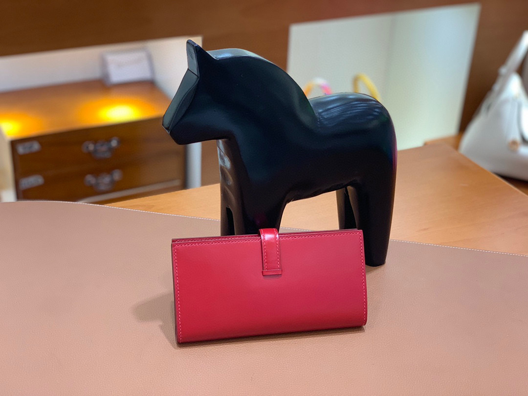 爱马仕 Hermes Bearn 西装夹 钱包 BOX皮  国旗红 银扣