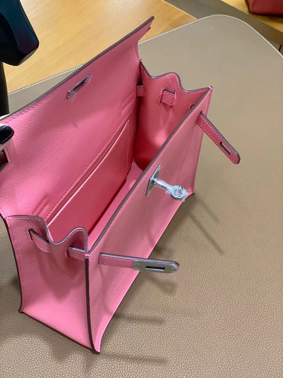 Hermès（爱马仕）Kelly danse evercolor K4夏日粉 22cm 银扣 现货