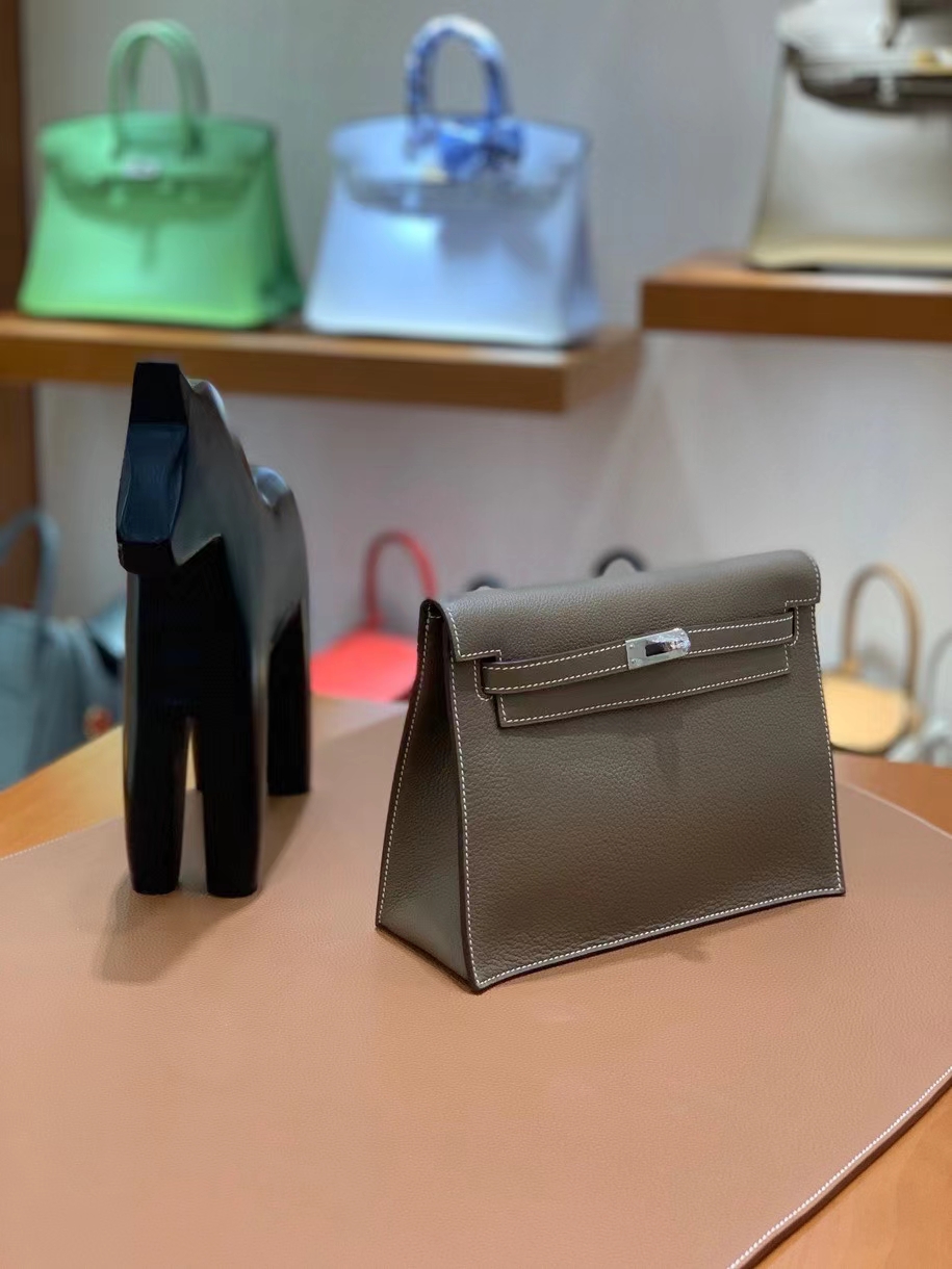 Hermès（爱马仕）Kelly danse evercolor 大象灰 22cm 银扣 现货