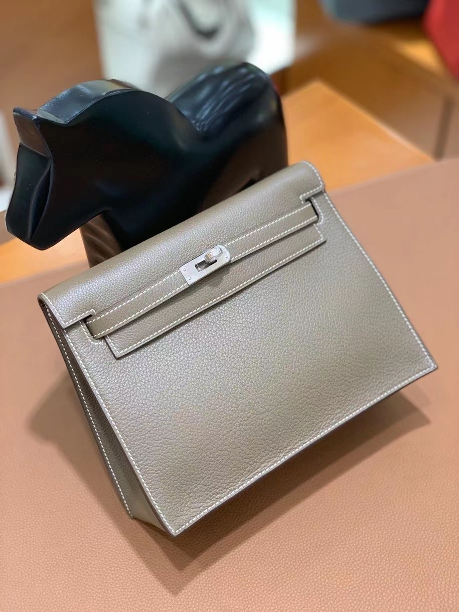 Hermès（爱马仕）Kelly danse evercolor 大象灰 22cm 银扣 现货