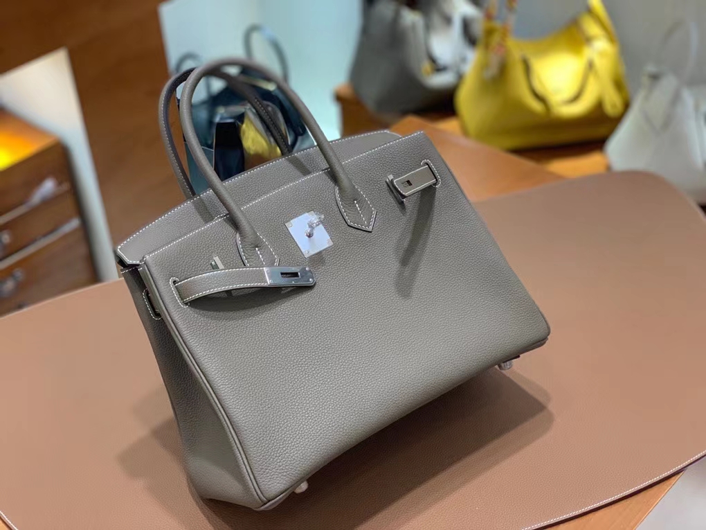 Hermès（爱马仕）Birkin 铂金包 Togo 大象灰 银扣 30cm