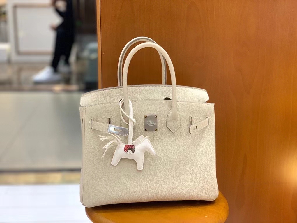 Hermès（爱马仕）Birkin 铂金包 Togo 奶昔白 银扣 30cm