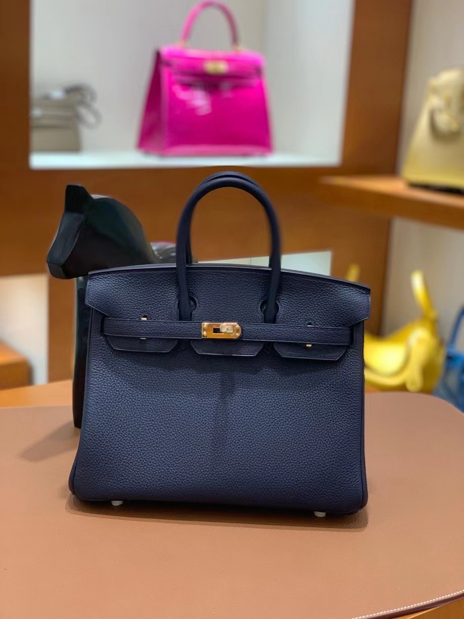 Hermès（爱马仕）Birkin 铂金包 Togo 2Z午夜蓝 金扣 25cm