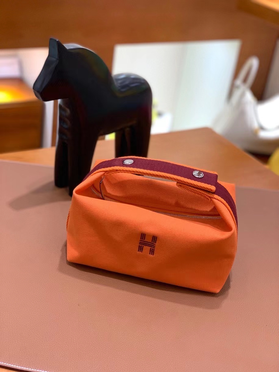 Hermès（爱马仕）橙色 饭盒包 21cm 银扣
