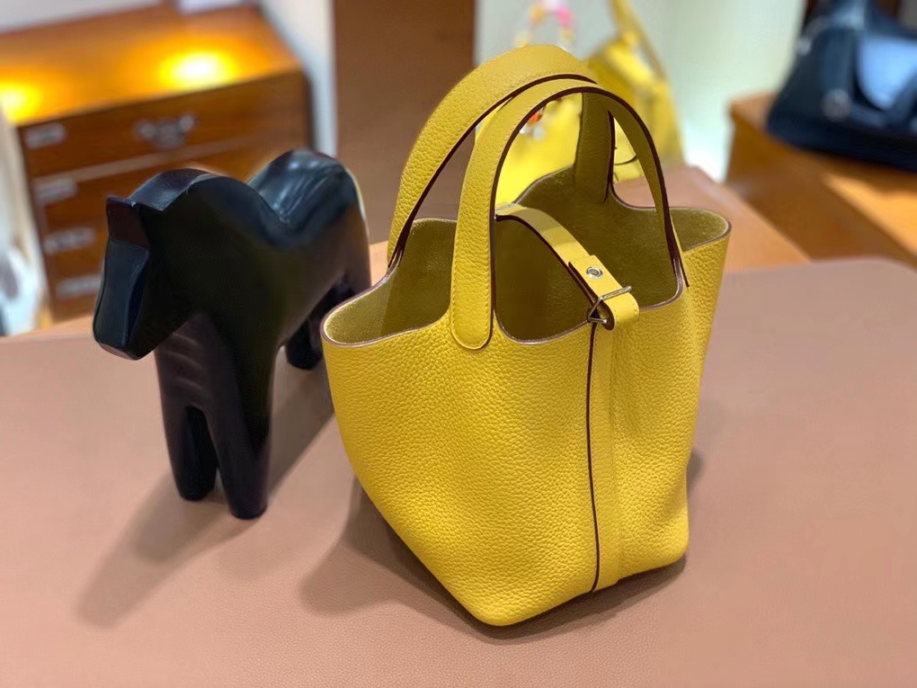 Hermès（爱马仕）Picotin 菜篮子 TC皮 琥珀黄 18cm 银扣
