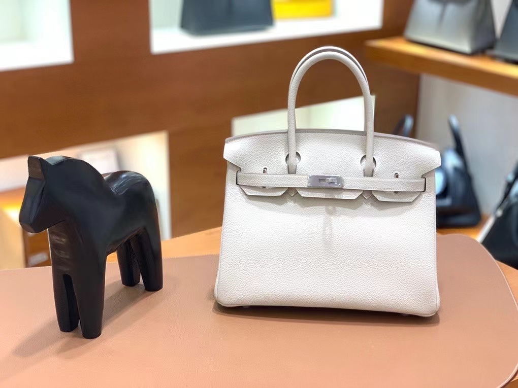 Hermès（爱马仕）Birkin 铂金包 Togo 奶昔白 银扣 30cm