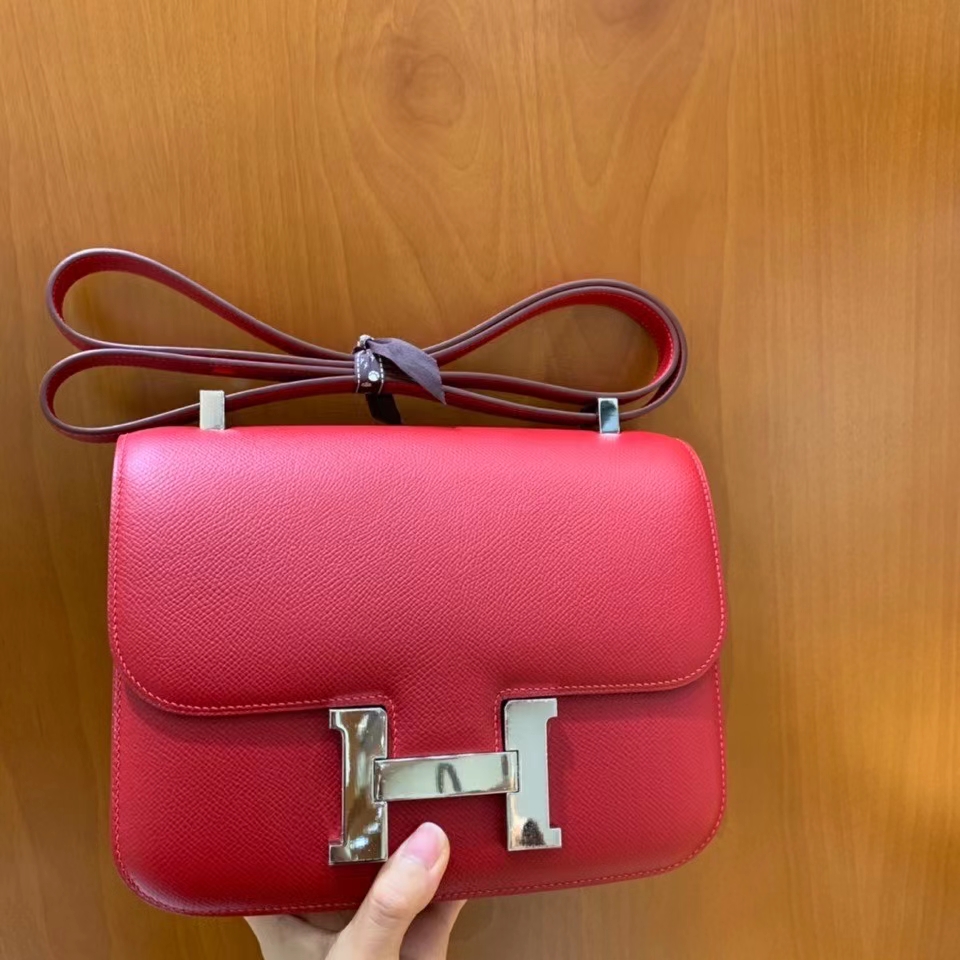 Hermès（爱马仕）Constance 空姐包 epsom 国旗红 银扣 24cm 现货