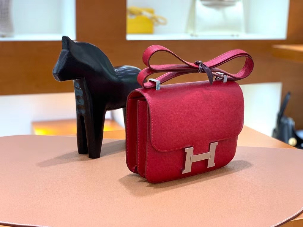 Hermès（爱马仕）Constance 空姐包 epsom 国旗红 银扣 24cm 现货